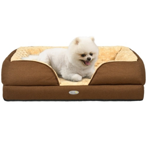 PawHut Calming Dog Bed Pet Mattress W  Removable Cover, Anti-Slip Bottom, For Small Dogs, 70L X 50W X 18Hcm - Brown