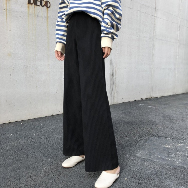 Slouchy knit wide-leg trousers