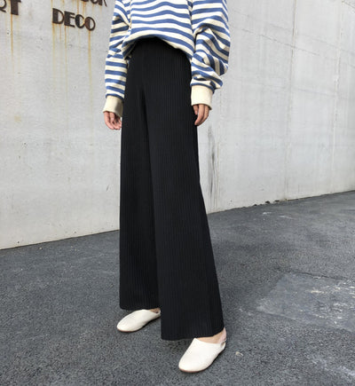 Slouchy knit wide-leg trousers