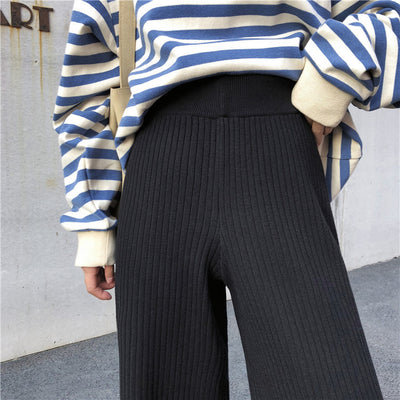 Slouchy knit wide-leg trousers