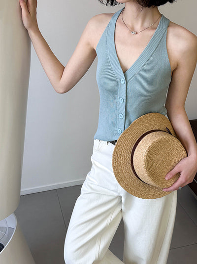 Korean Style Loose V-neck Sleeveless Knitwear