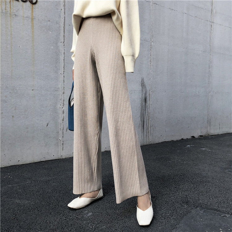 Slouchy knit wide-leg trousers