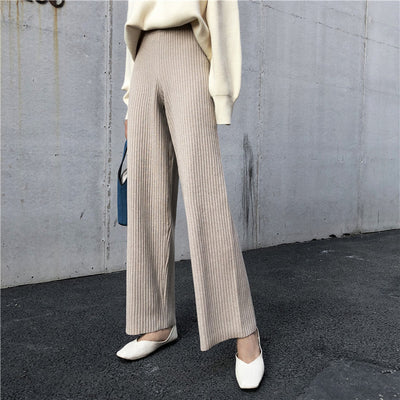 Slouchy knit wide-leg trousers