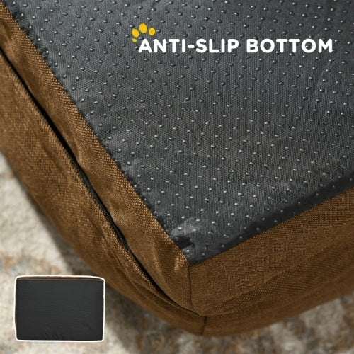 PawHut Calming Dog Bed Pet Mattress W  Removable Cover, Anti-Slip Bottom, For Small Dogs, 70L X 50W X 18Hcm - Brown
