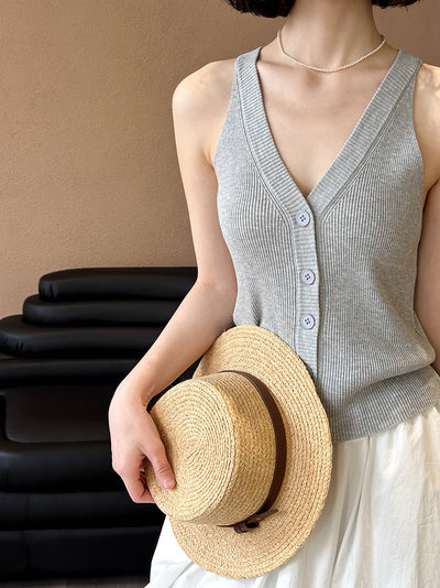 Korean Style Loose V-neck Sleeveless Knitwear