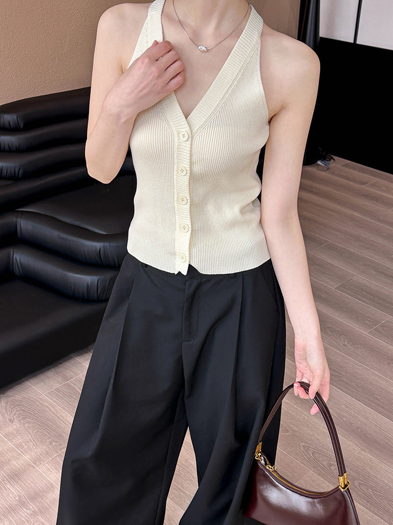 Korean Style Loose V-neck Sleeveless Knitwear