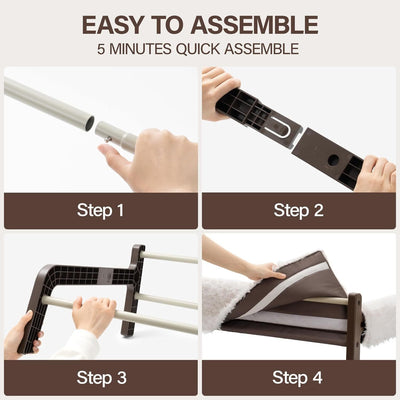 MEWOOFUN Raised Cat Bed For Indoor Cats - Elevated Plush Pet Sofa With Non-Slip Bottom, Supports 44 Lbs, Washable Small Dog Bed For Kittens & Puppies Beige Brown